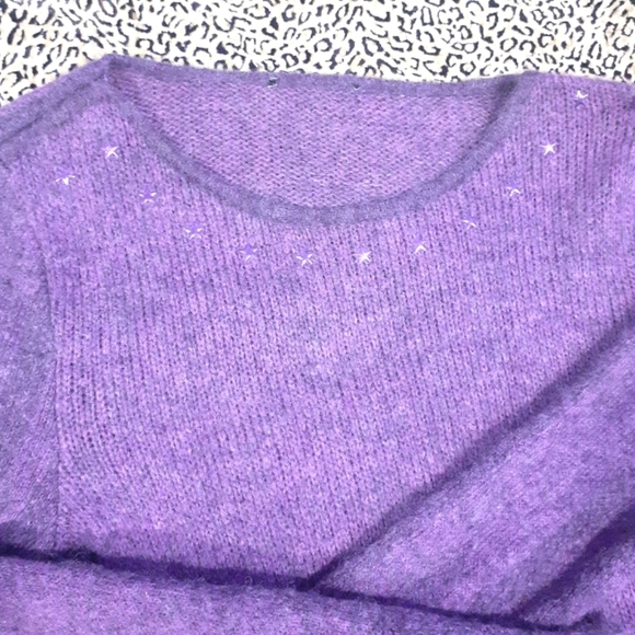 🔥Dusty Purple Metalic Star Collared Sweater/S - Picture 3 of 7